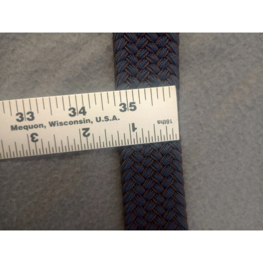 Tommy Bahama Braided Genuine Leather Trim Belt Blue Brown Size S / M Adjustable